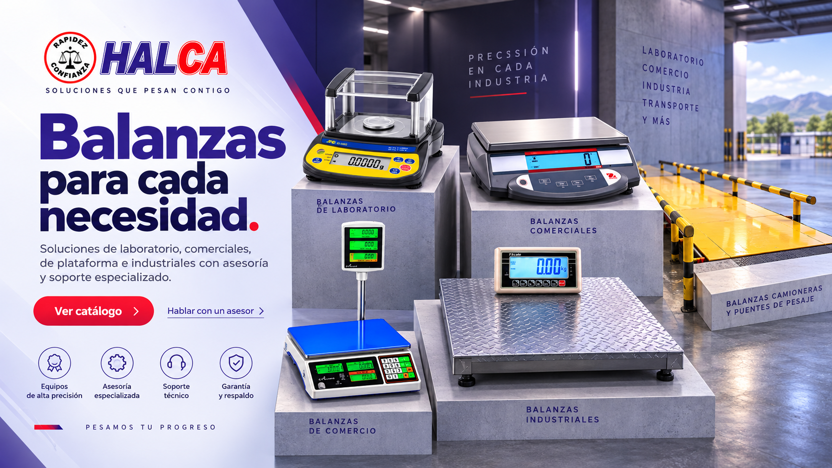 Balanzas HALCA: soluciones de pesaje para industria, plataformas, laboratorio y comercio